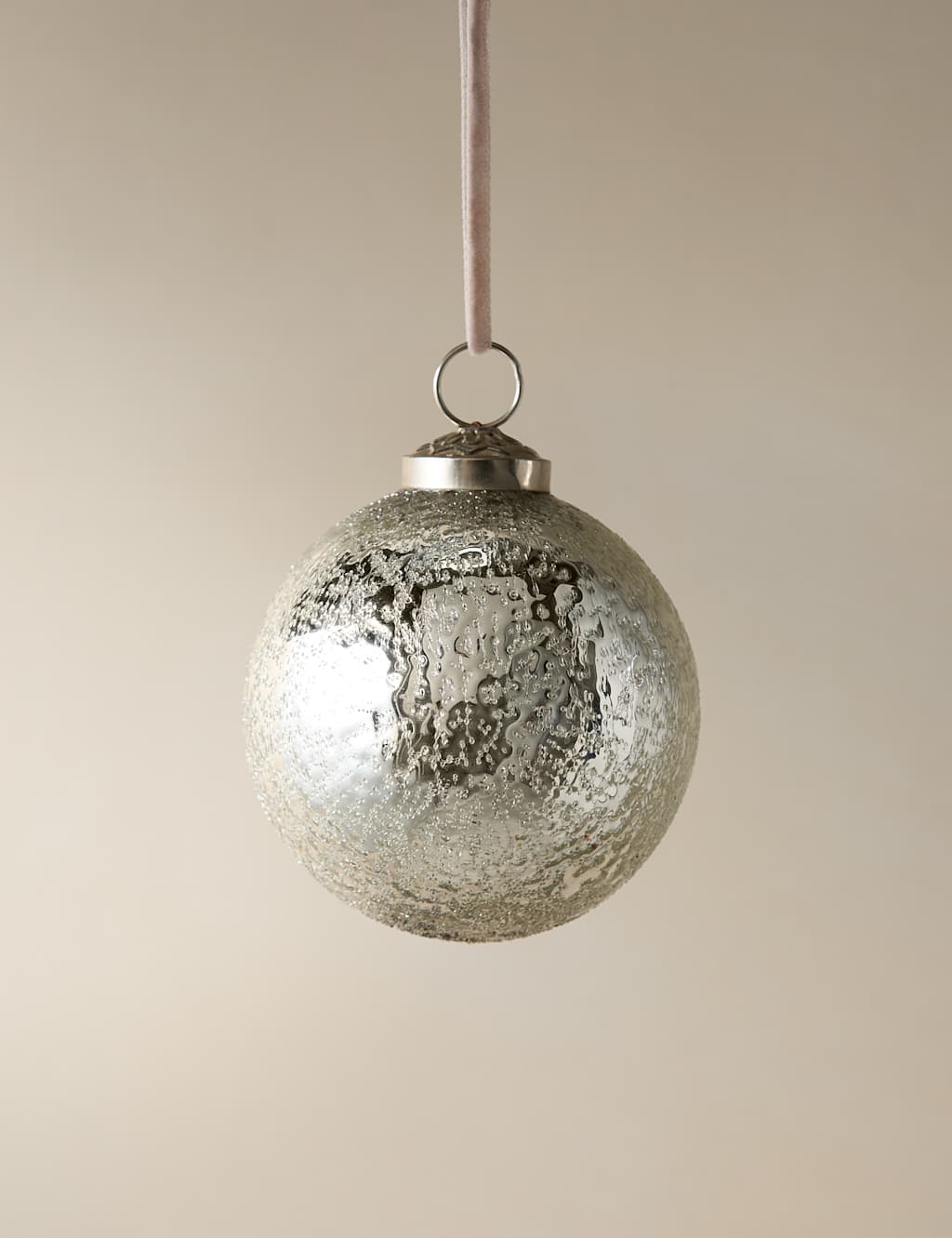 M&S Glass Mercury Oversized Bauble Silver