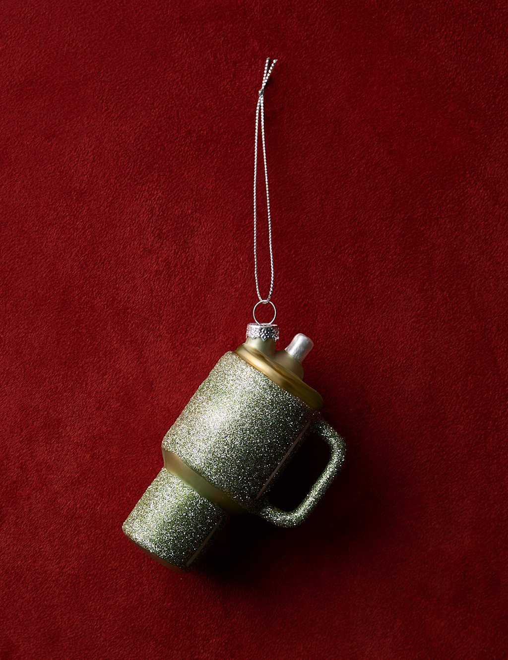 M&S Glass Hanging Refill Cup Decoration Green