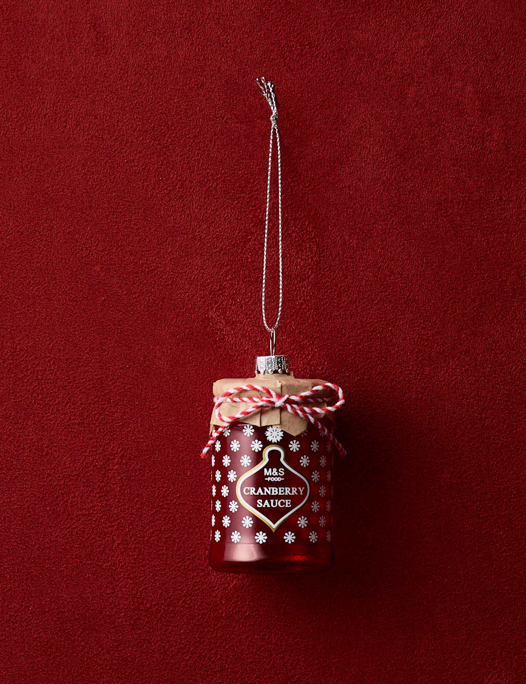 M&S Glass Hanging Cranberry Sauce Decoration Red