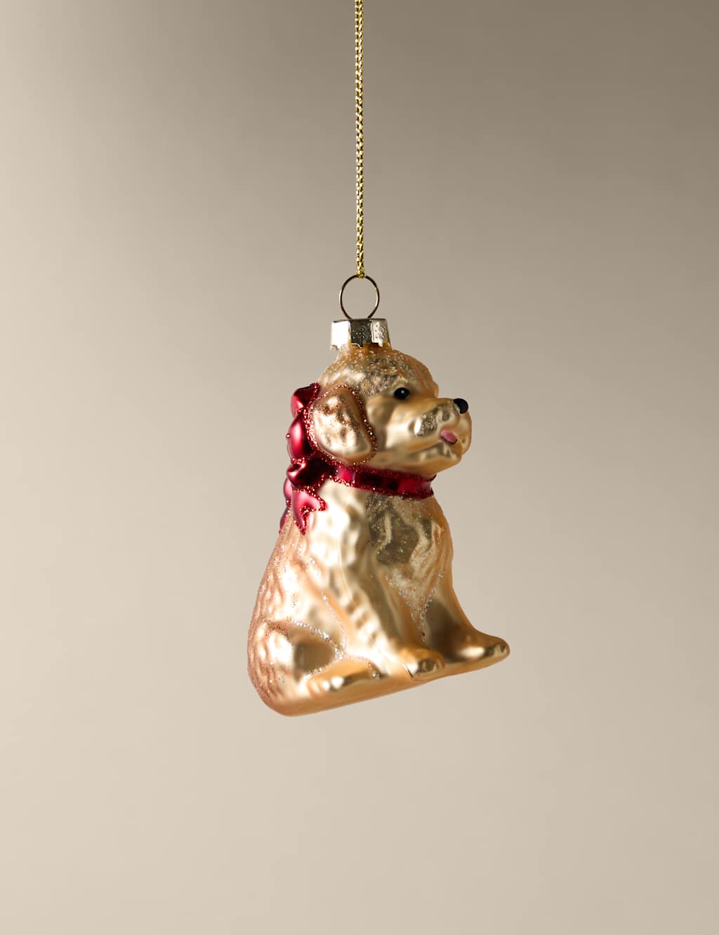 M&S Glass Hanging Cockapoo Decoration Yellow
