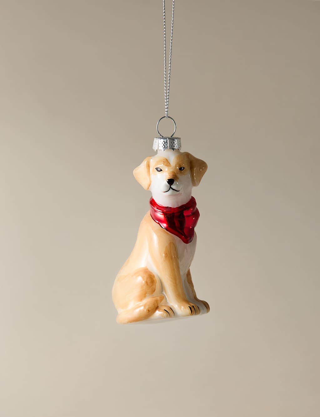 M&S Glass Hanging Labrador Decoration Yellow