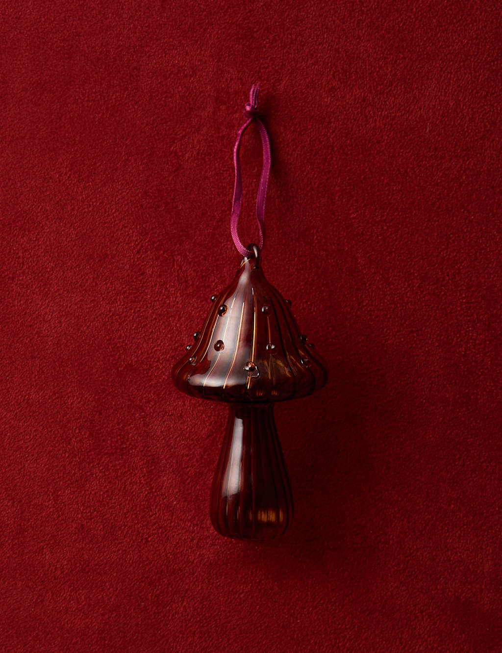 M&S Glass Hanging Mushroom Decoration Brown Mix