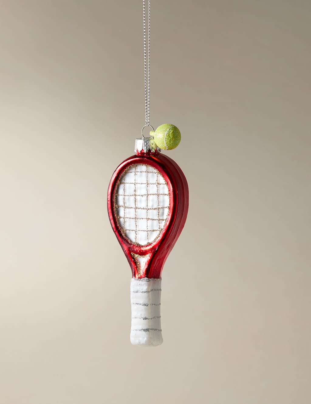 M&S Glass Hanging Tennis Decoration Multi
