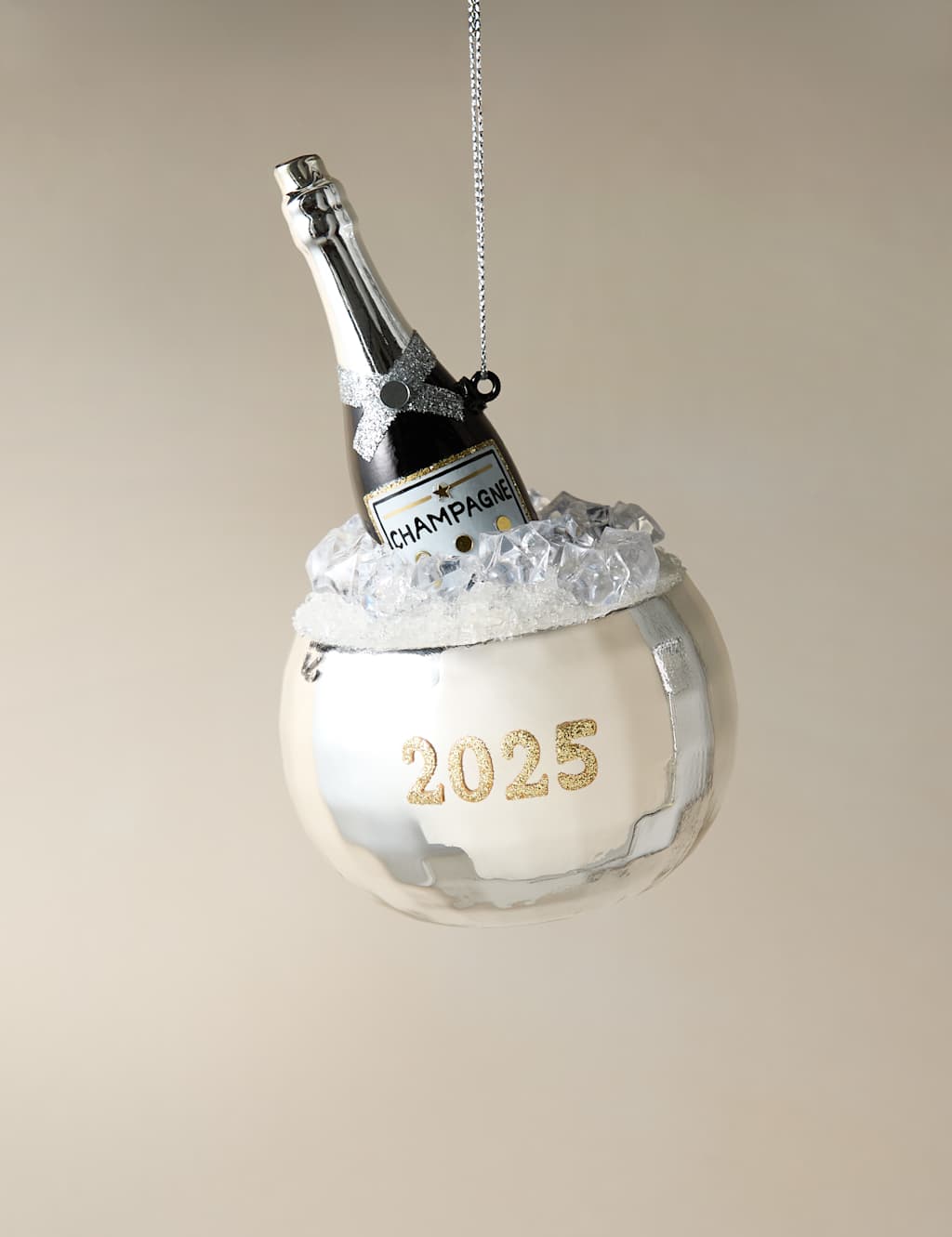 M&S Glass Hanging Disco Champagne Decoration Multi