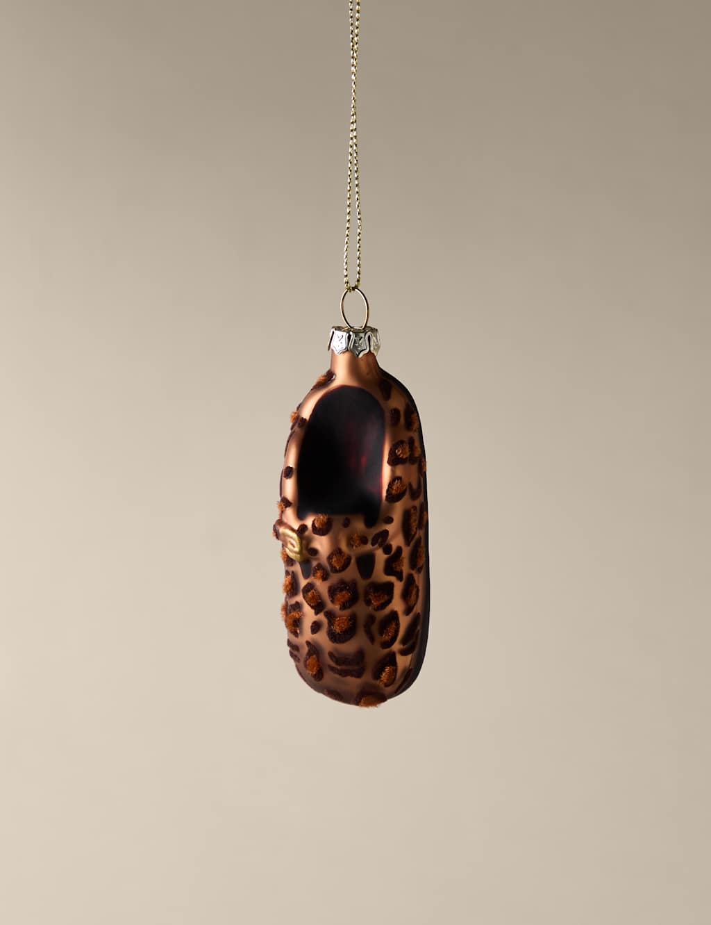 M&S Glass Hanging Leopard Mule Decoration Brown Mix