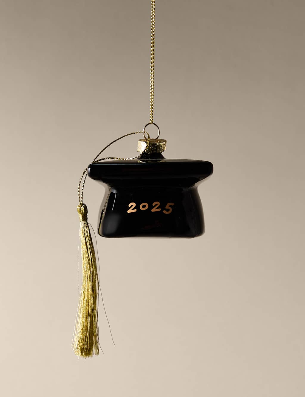 M&S Glass Hanging Graduation Hat Decoration Black