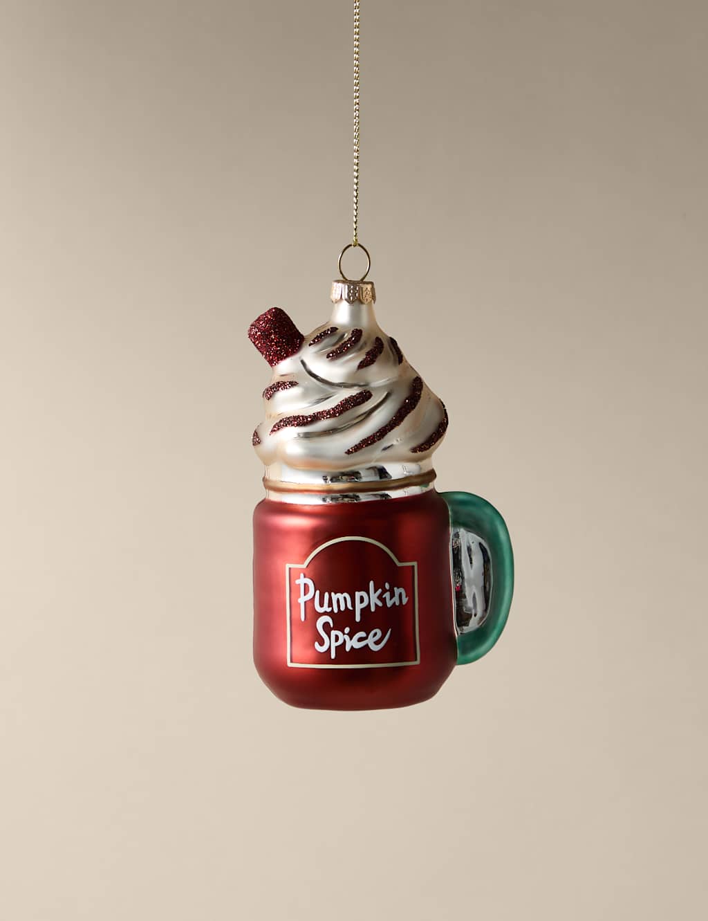 M&S Glass Hanging Pumpkin Spice Decoration Brown Mix