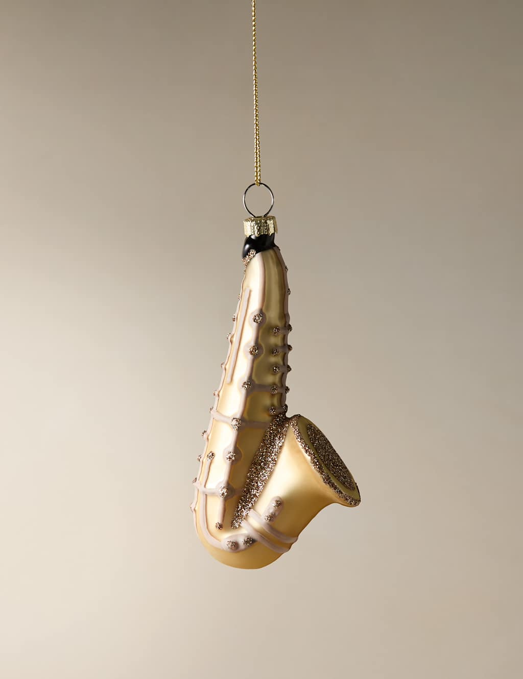 M&S Glass Hanging Saxophone Decoration Gold