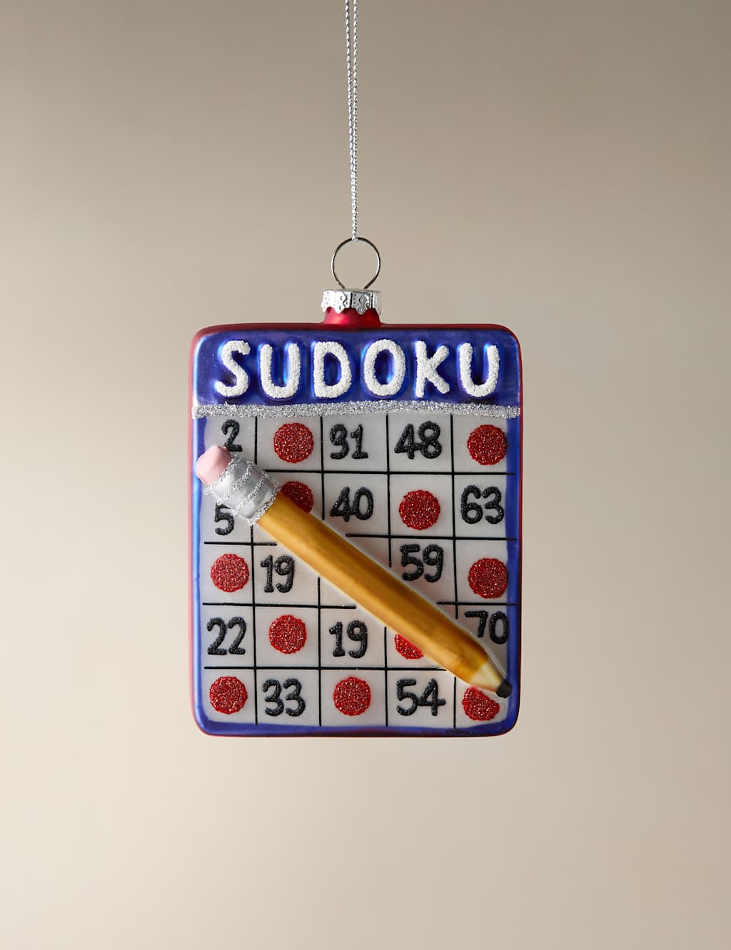 M&S Glass Hanging Sudoku Decoration Multi
