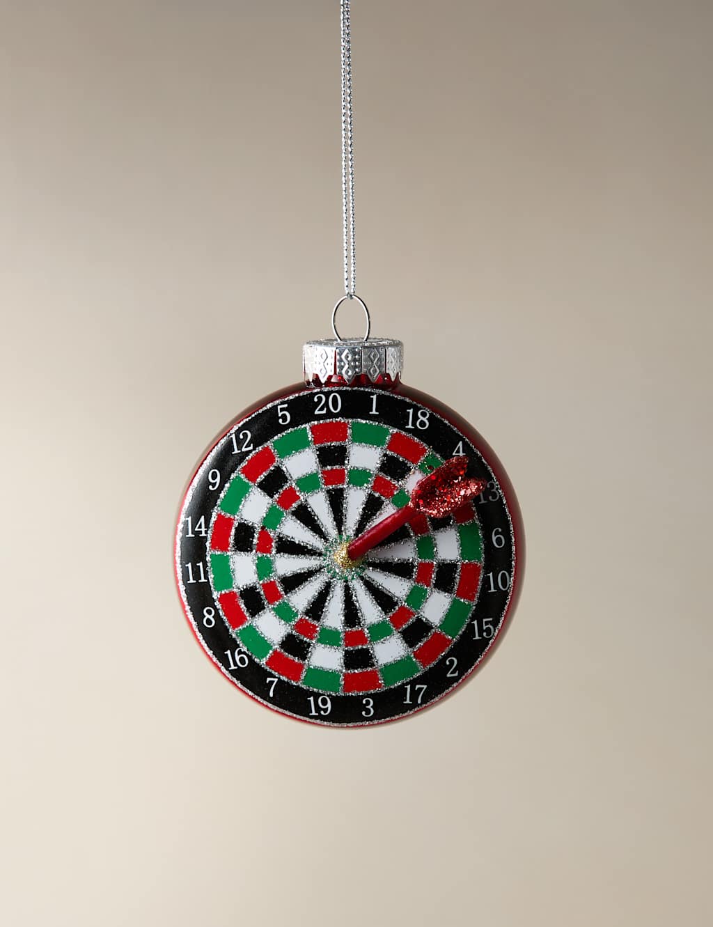 M&S Glass Hanging Dartboard Decoration Multi