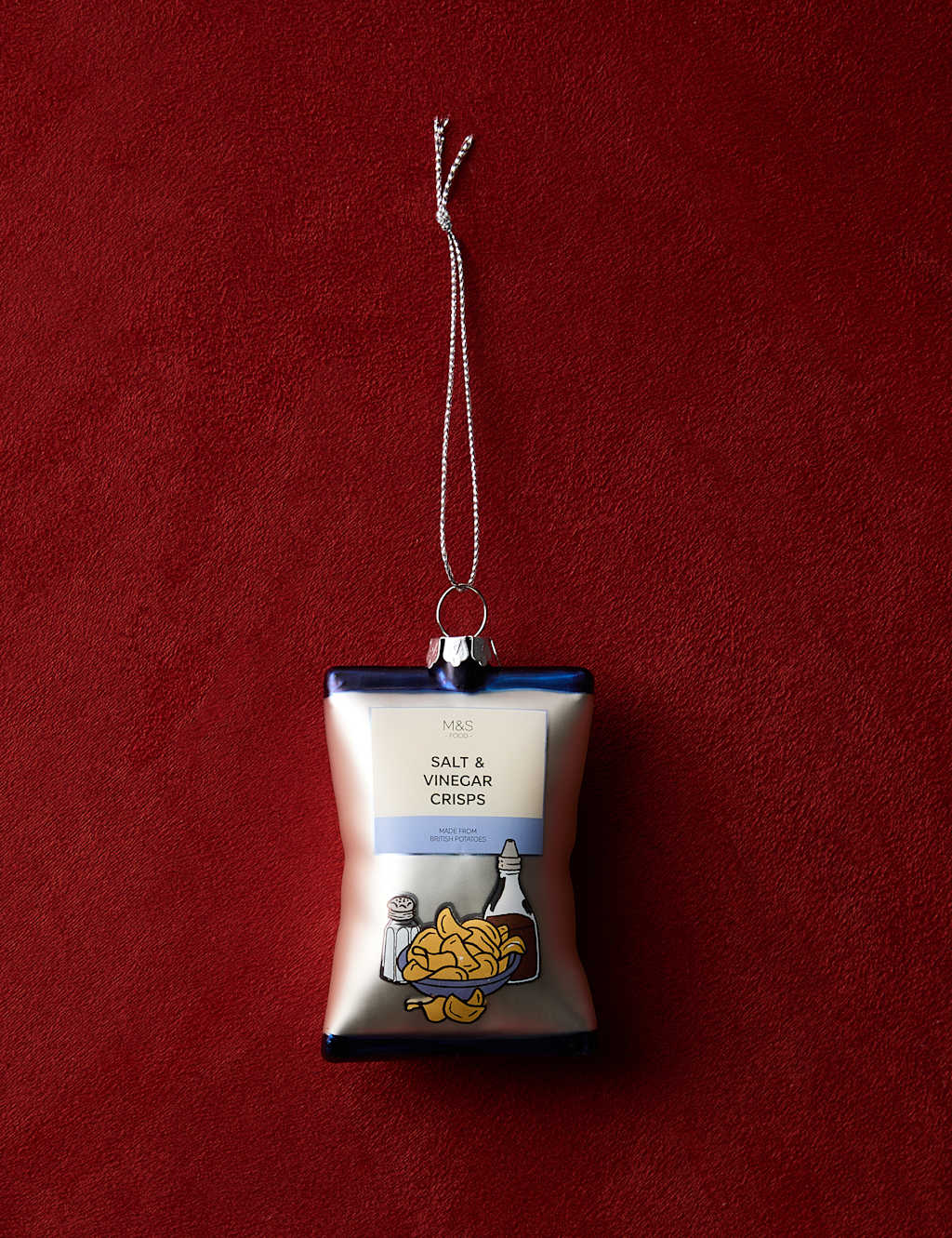 M&S Glass Hanging Bag of Crisps Decoration Multi