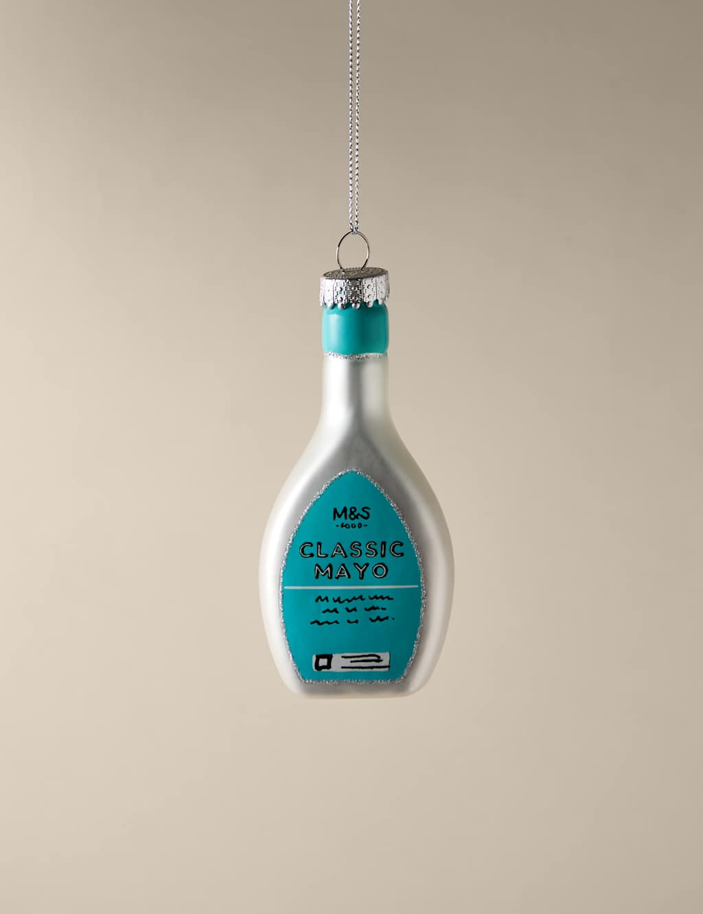 M&S Glass Hanging Mayonnaise Decoration White Mix