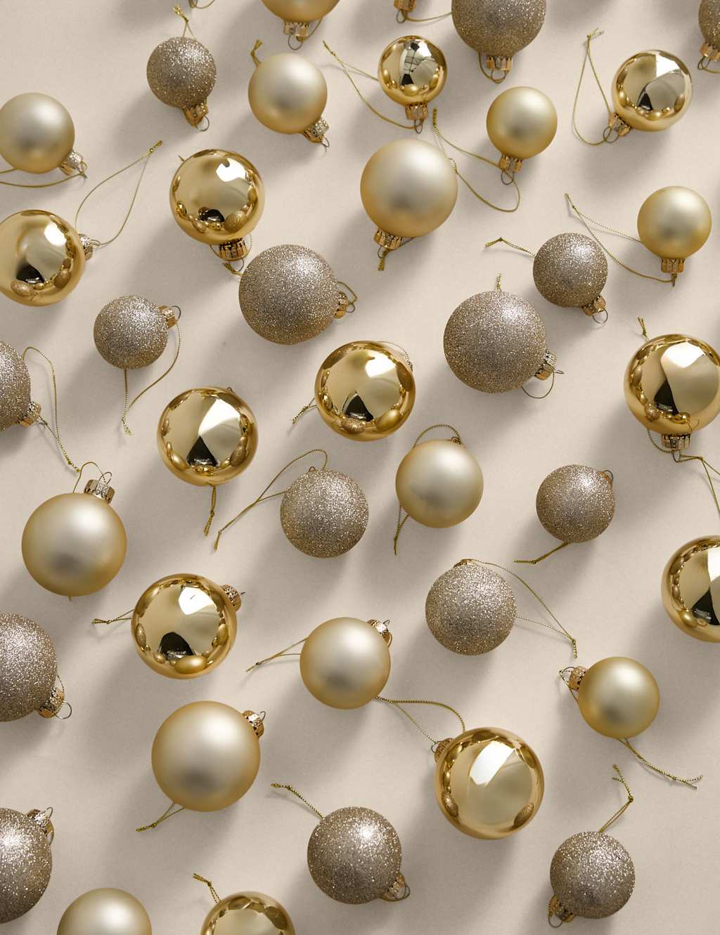 M&S 50pk Glass Baubles Gold