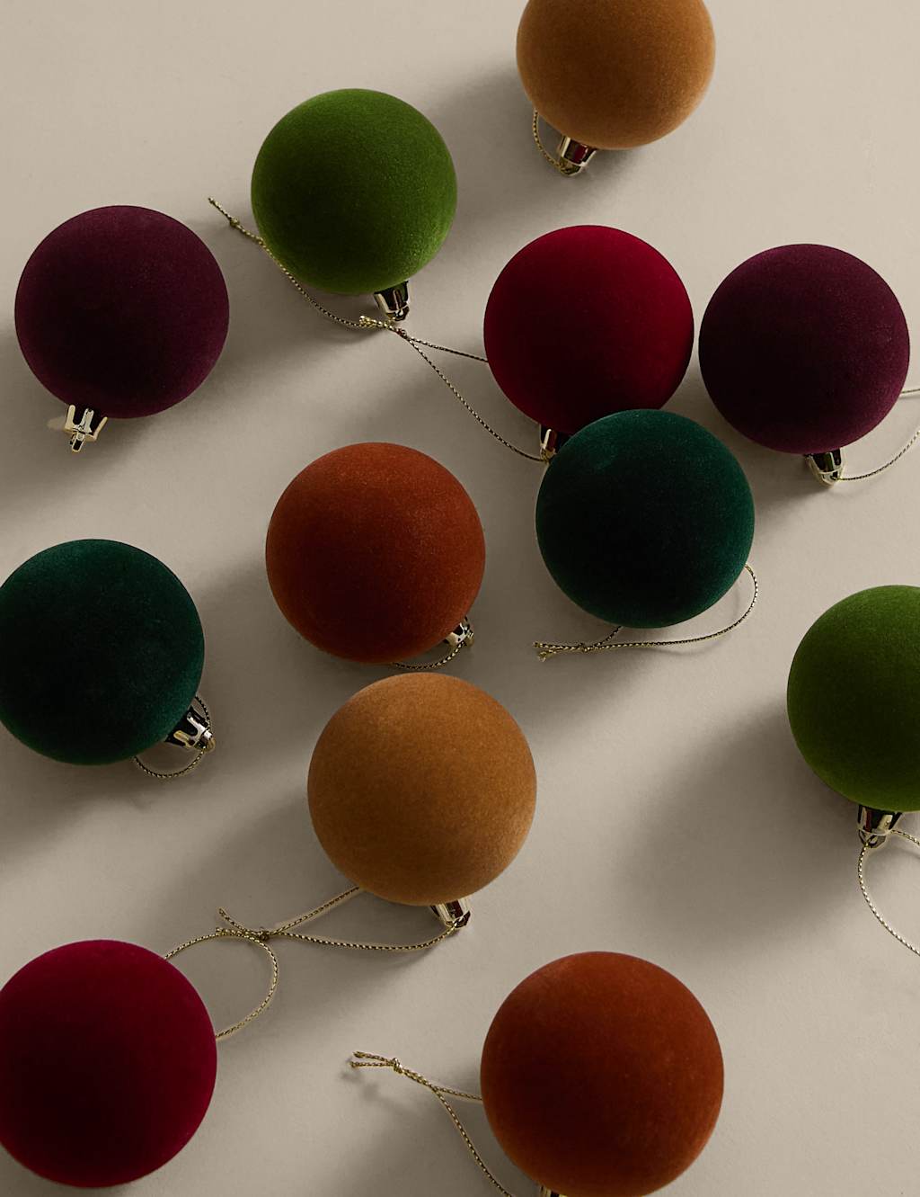 M&S 24pk Flocked Shatterproof Baubles Burgundy Mix