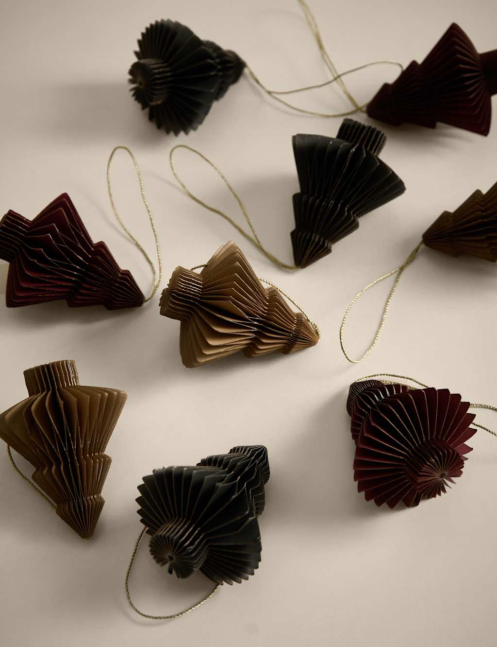 M&S 9pk Paper Hanging Tree Decorations Multi