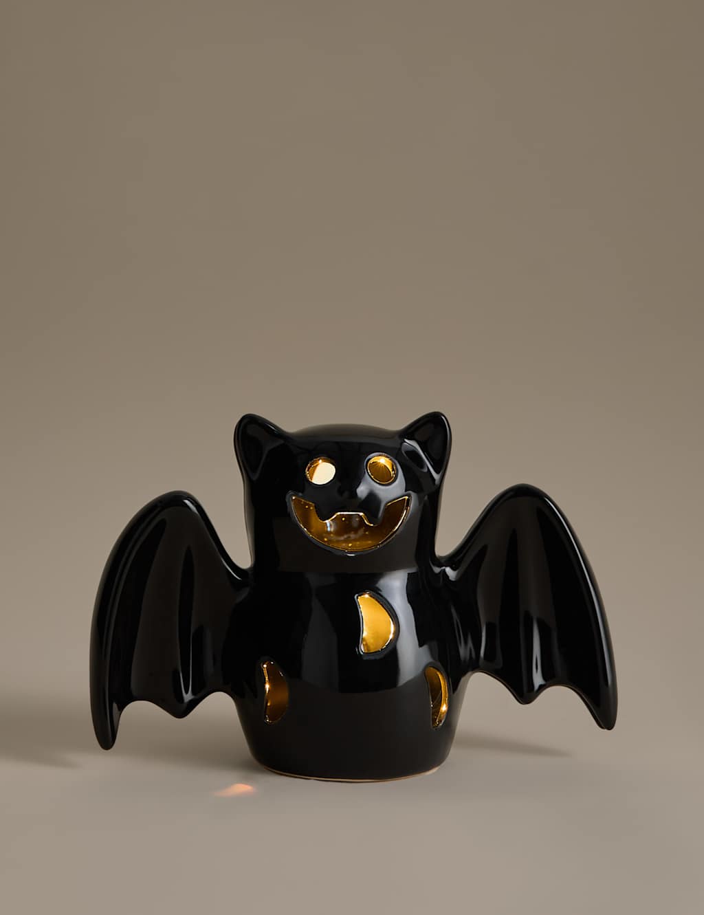 M&S Halloween Ceramic Light Up Bat Decoration Black