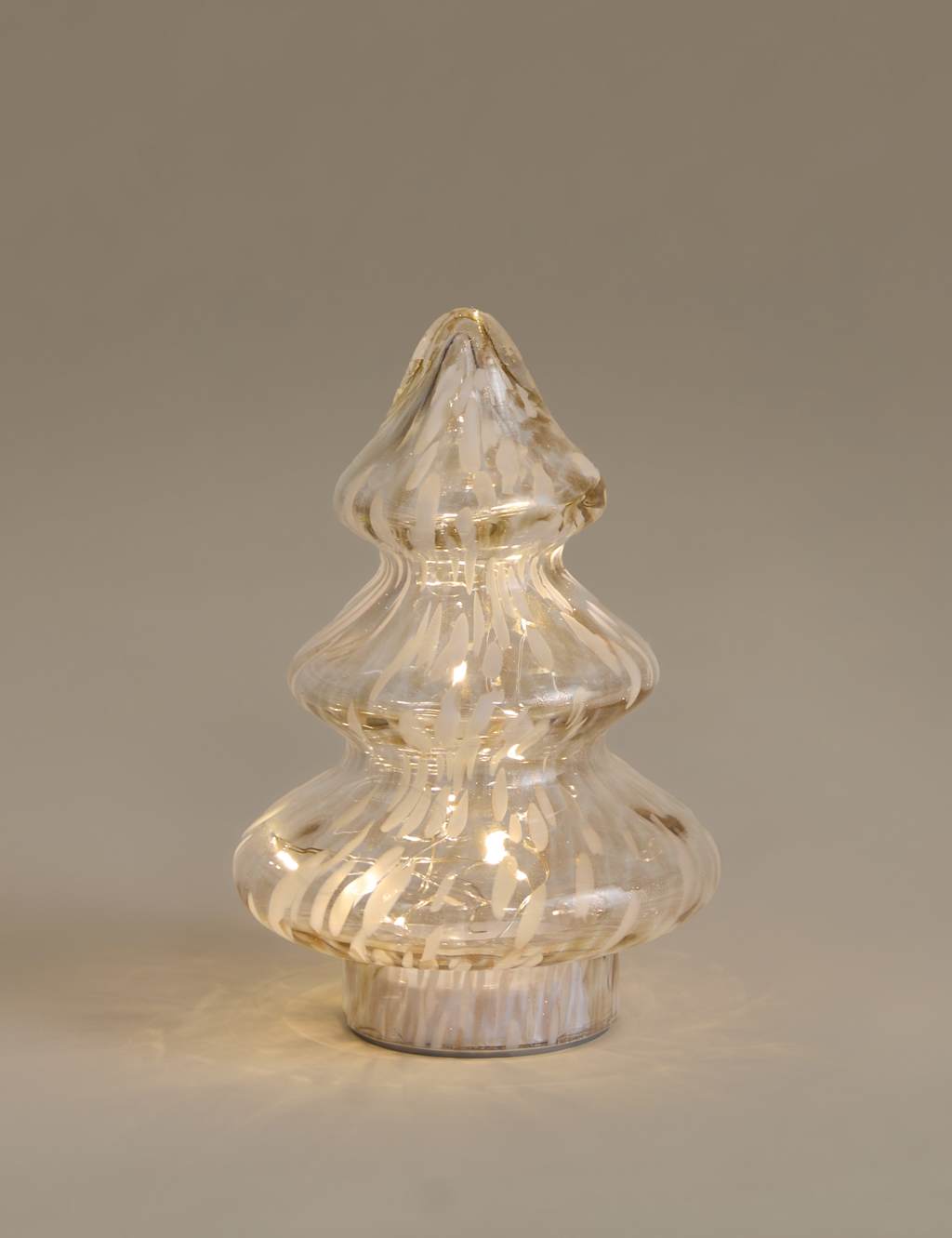 M&S Glass Light Up Tree Decoration White Mix