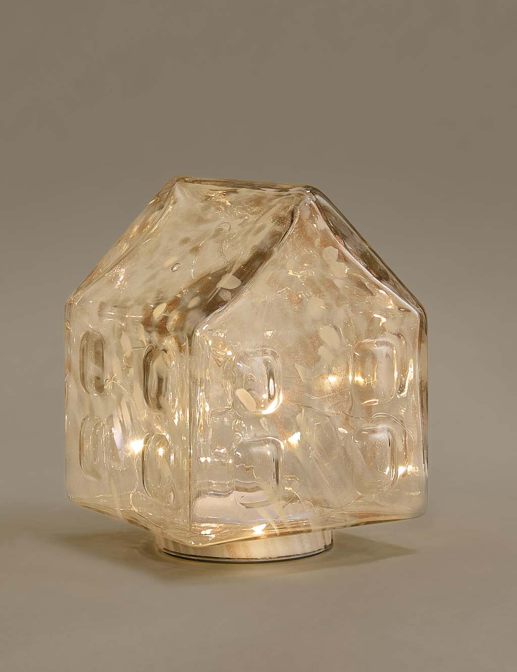 M&S Confetti Glass Light Up House Decoration White Mix