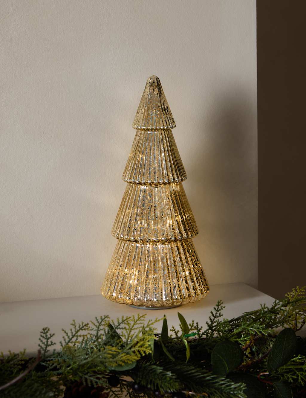 M&S Large Light Up Tree Decoration Silver Mix