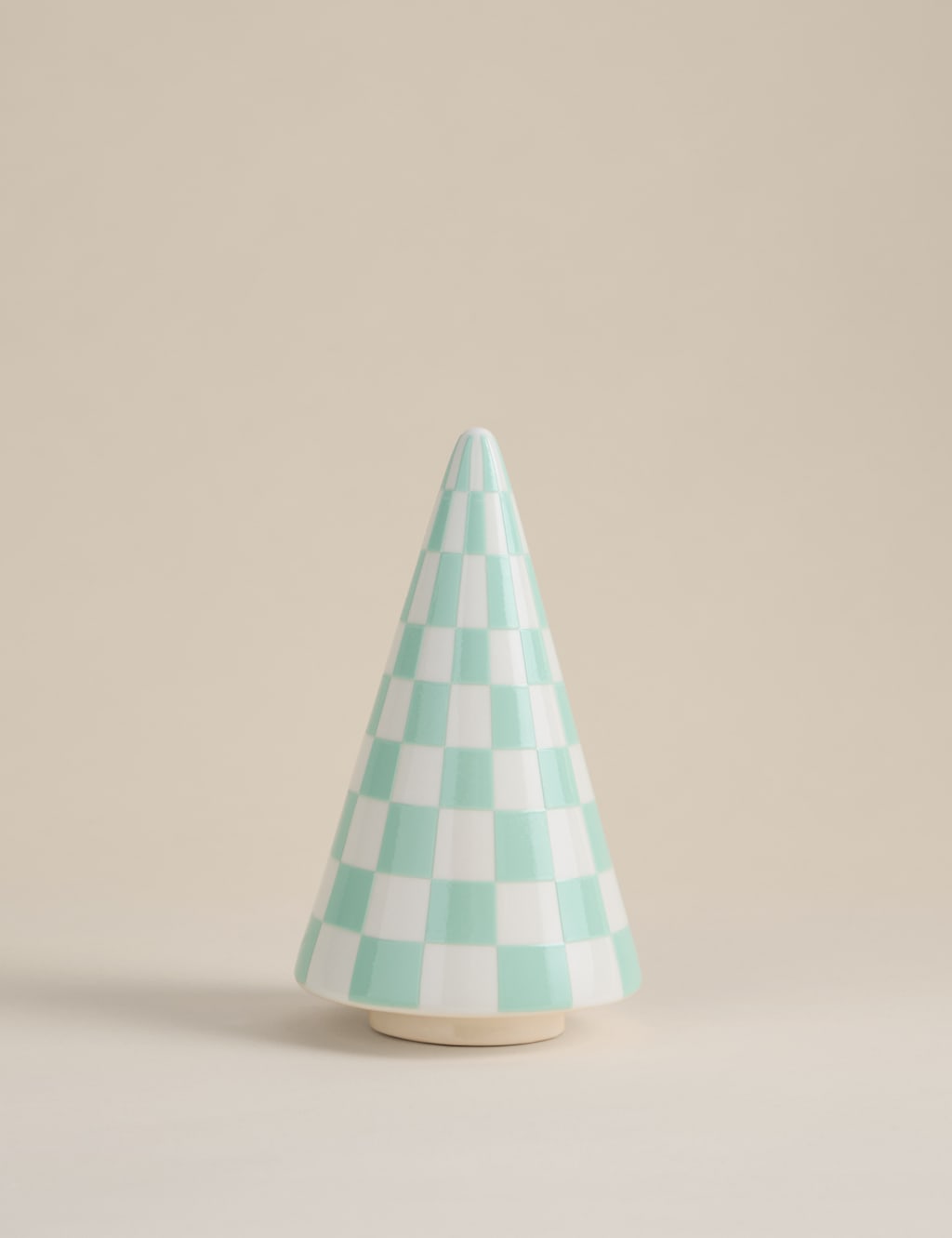 M&S Ceramic Chequered Christmas Tree Room Decoration Mint Mix