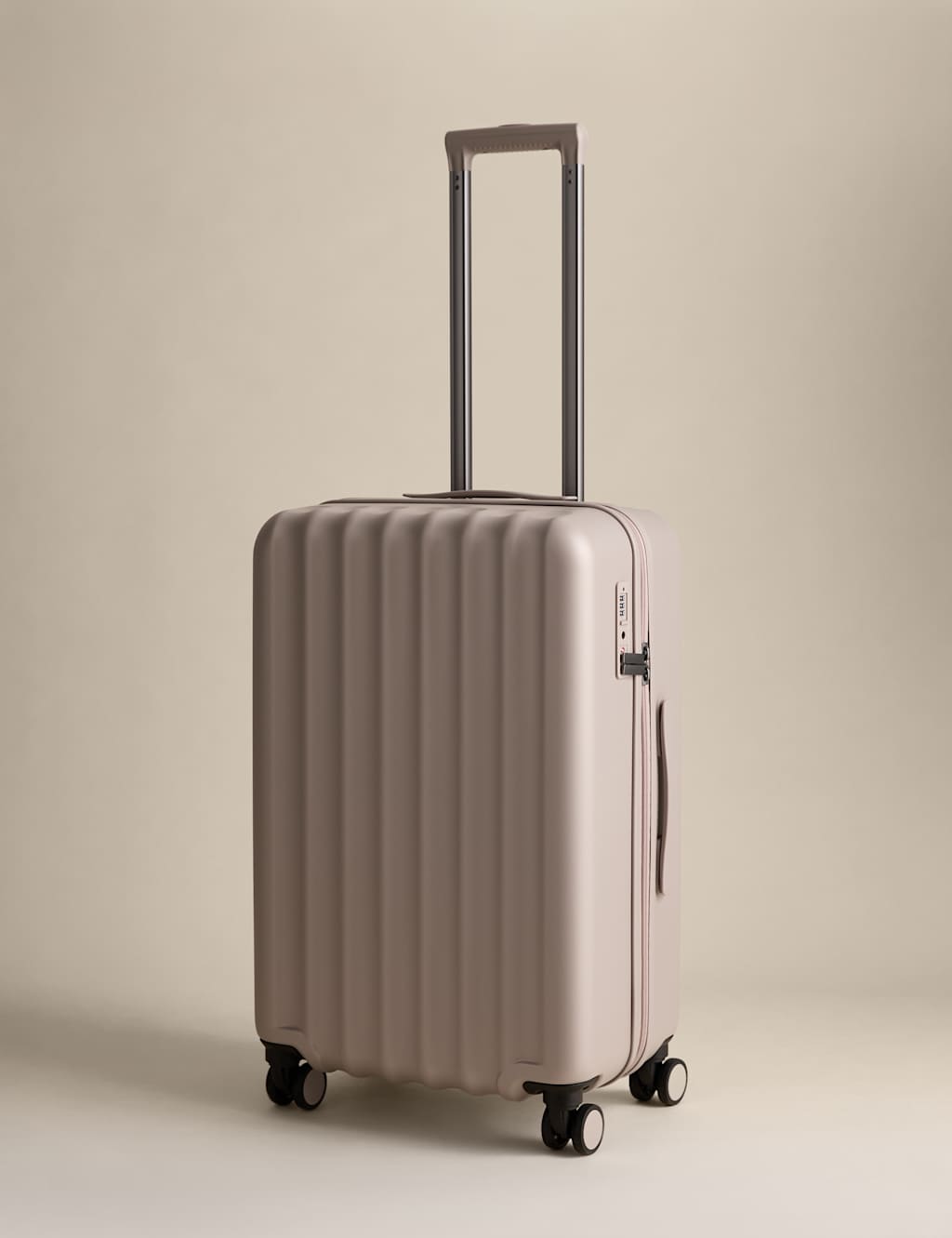 M&S Mykonos 4 Wheel Hard Shell Medium Suitcase - Neutral