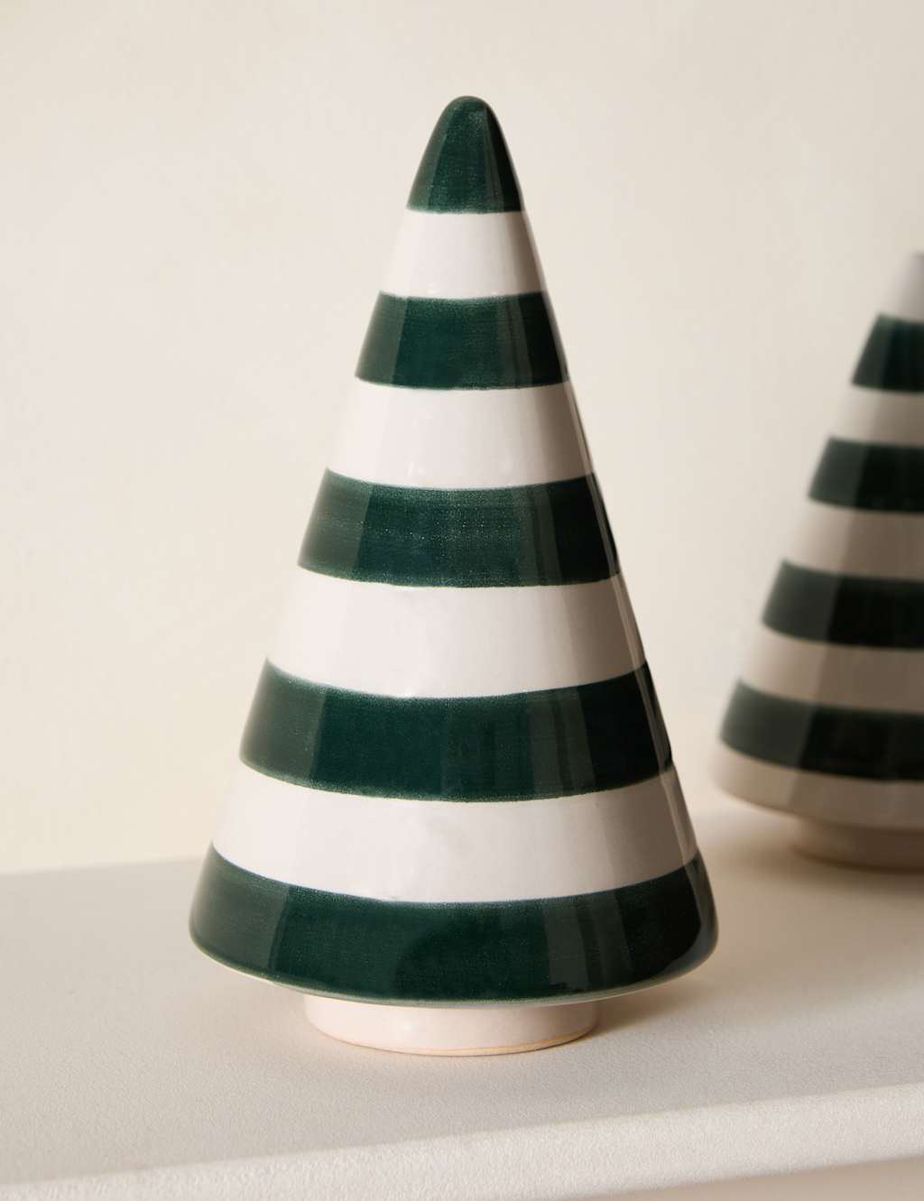 M&S Ceramic Striped Tree Room Decoration Green Mix