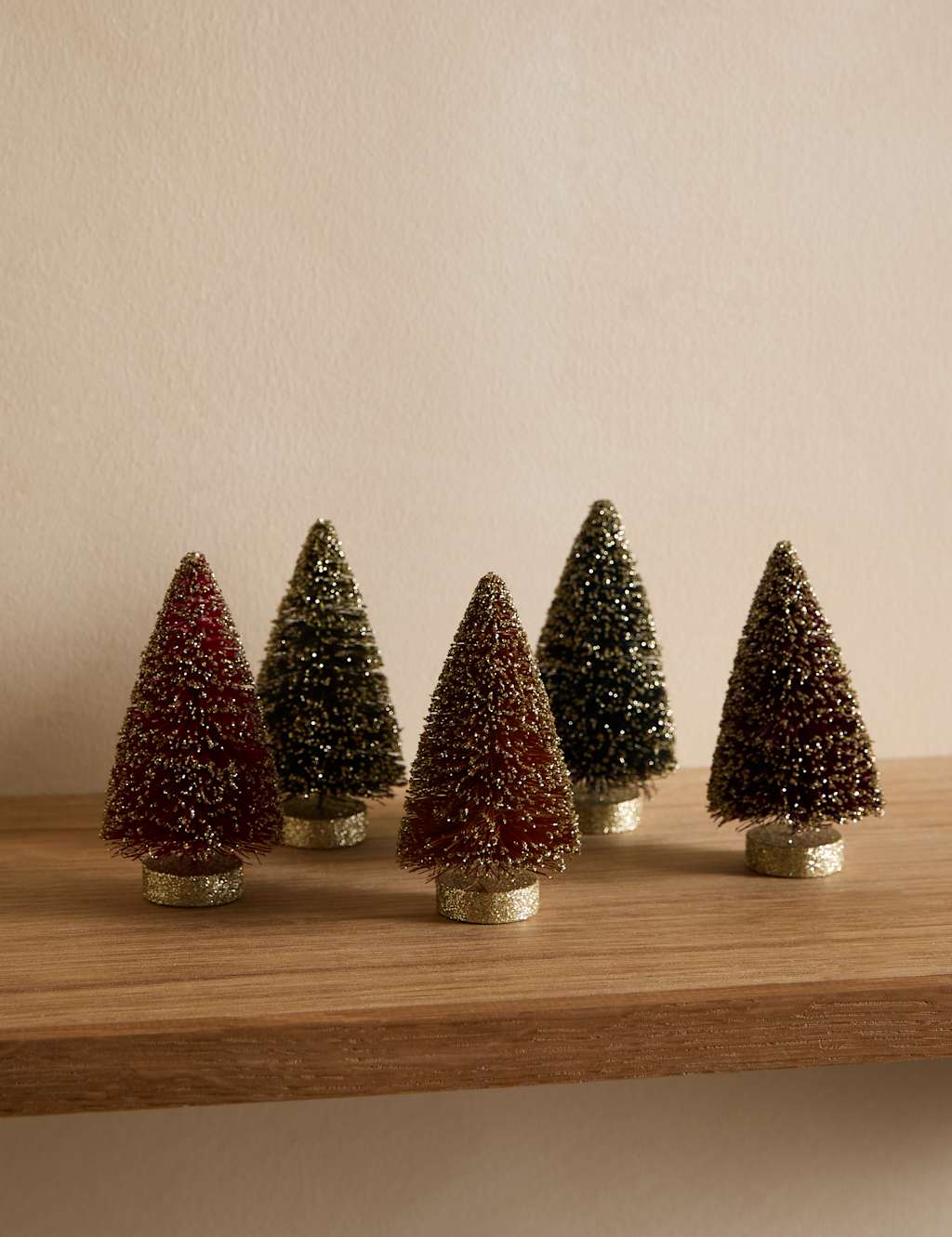 M&S 5pk Mini Bristle Tree Room Decorations Multi