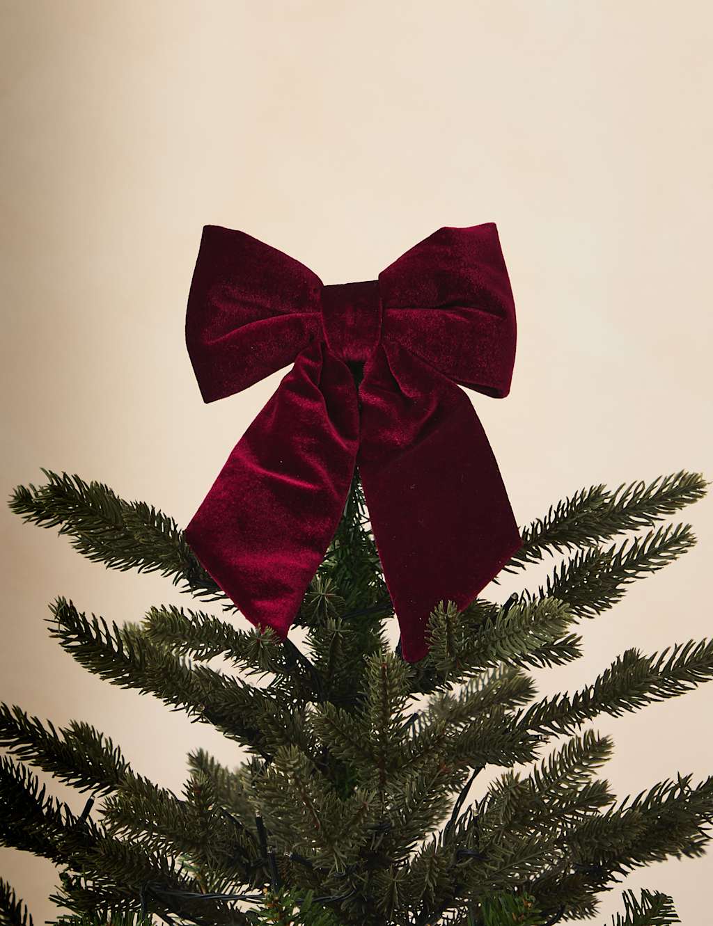 M&S Velvet Bow Tree Topper Red