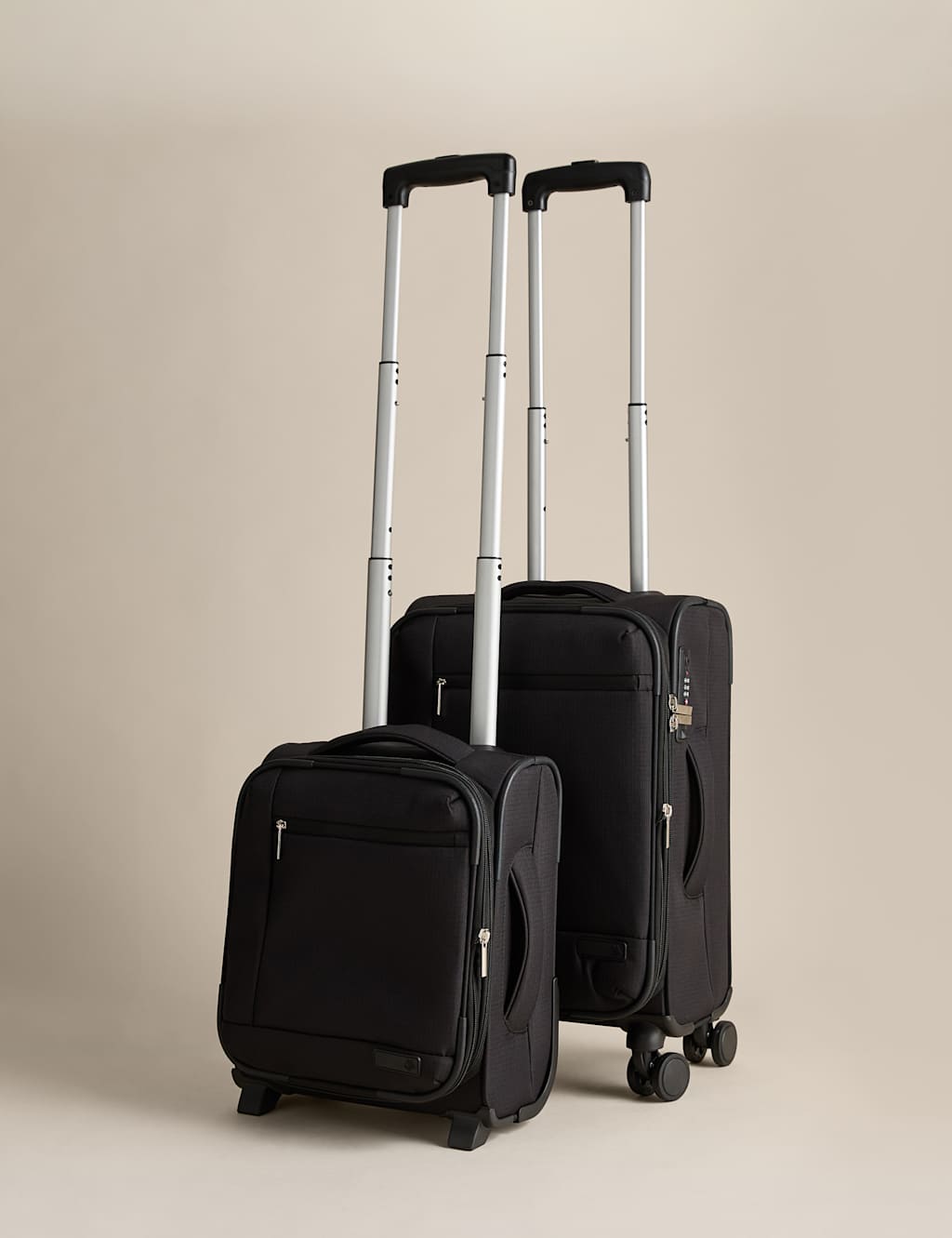 M&S Set of 2 Seville 4 Wheel Soft Suitcases - Black