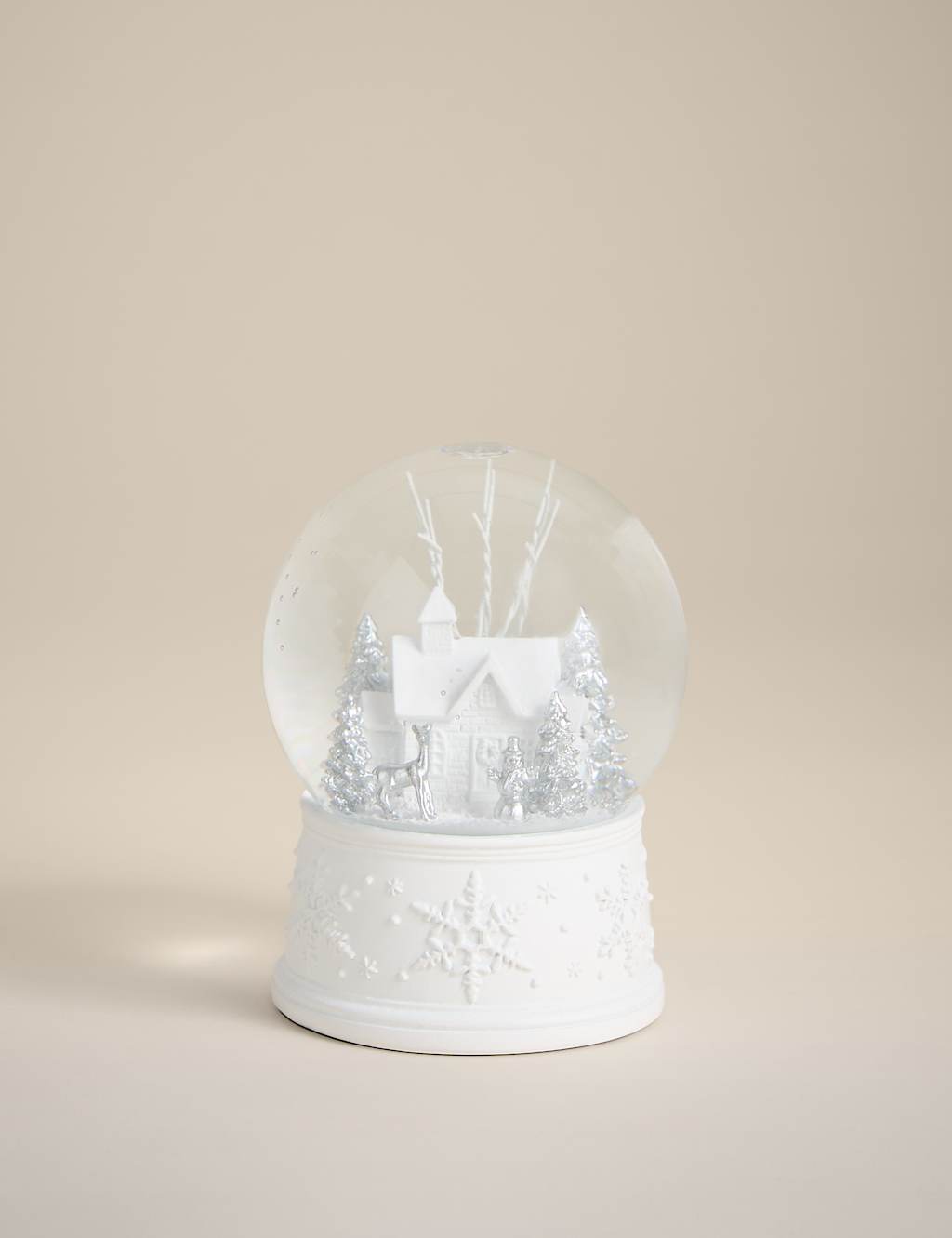 M&S Winter House Snow Globe White