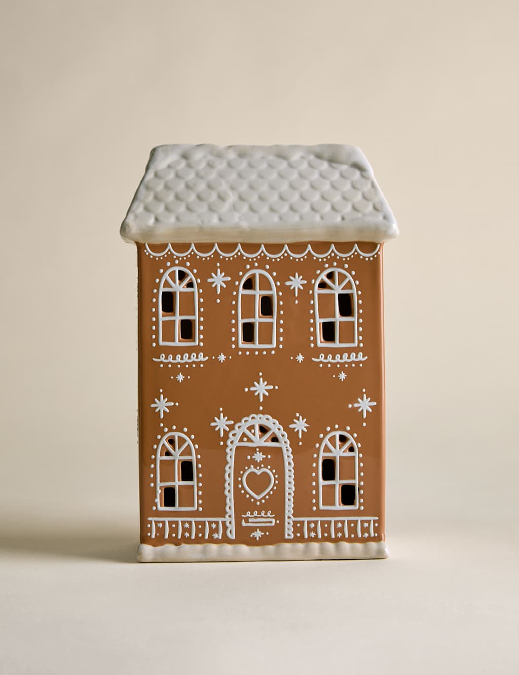 M&S Large Light Up Gingerbread House Decoration Brown Mix