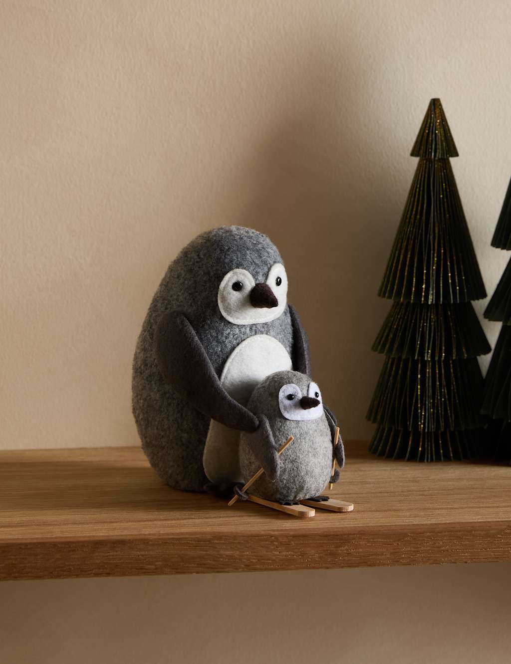 M&S Felt Penguin Duo Room Decoration Grey Mix