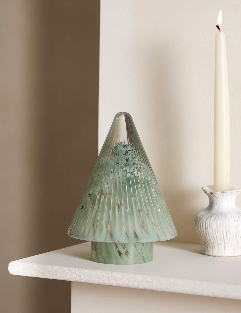 M&S Confetti Glass Tree Room Decoration Green