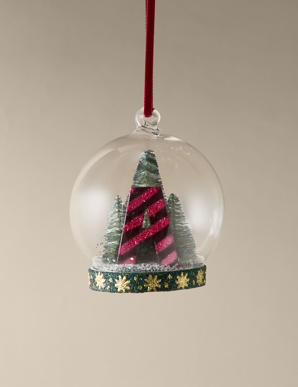 M&S Glass Hanging Alphabet Cloche Decoration Multi