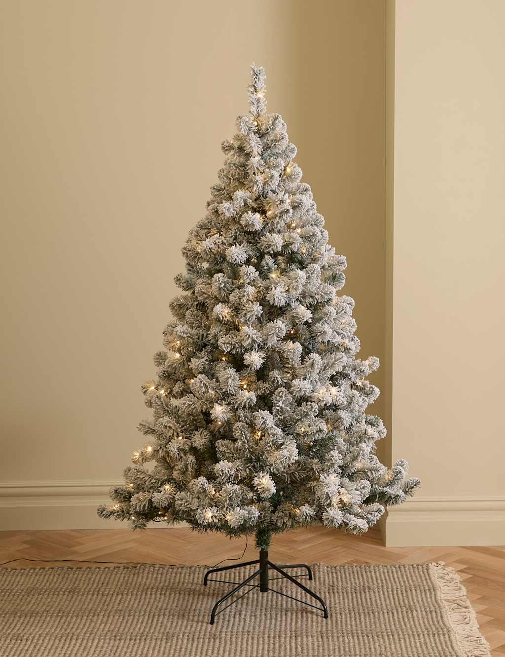 M&S 6ft Pre-Lit Snowy Christmas Tree White Mix