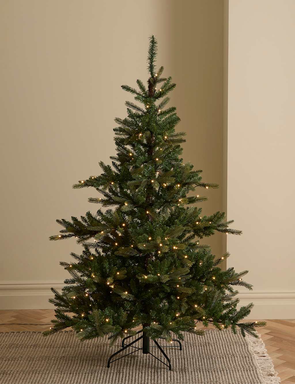 M&S 6ft Pre-Lit Noble Christmas Tree Green