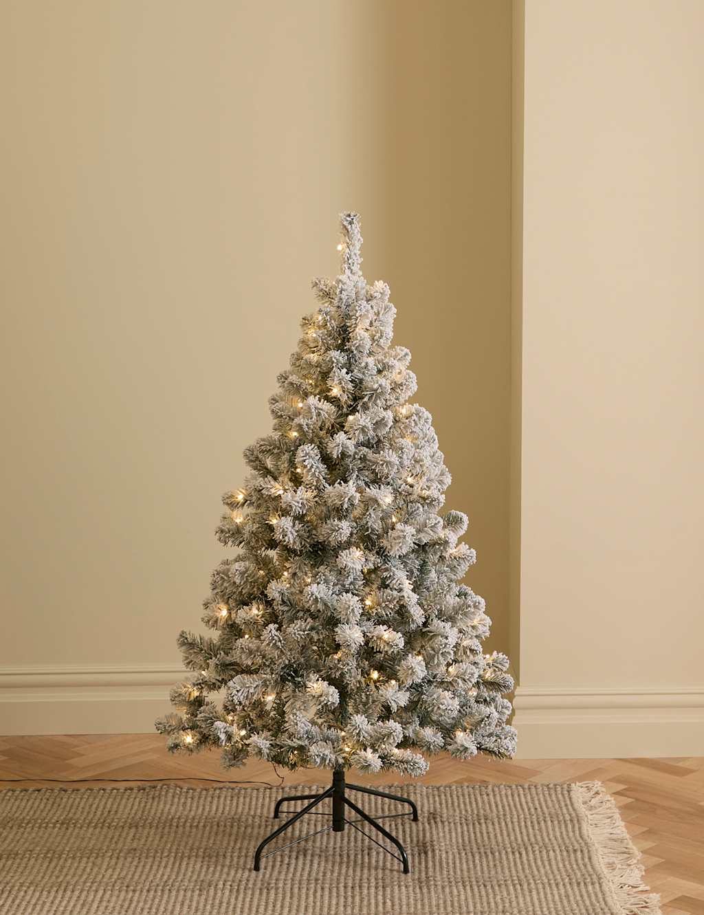 M&S 5ft Pre-Lit Snowy Christmas Tree White Mix