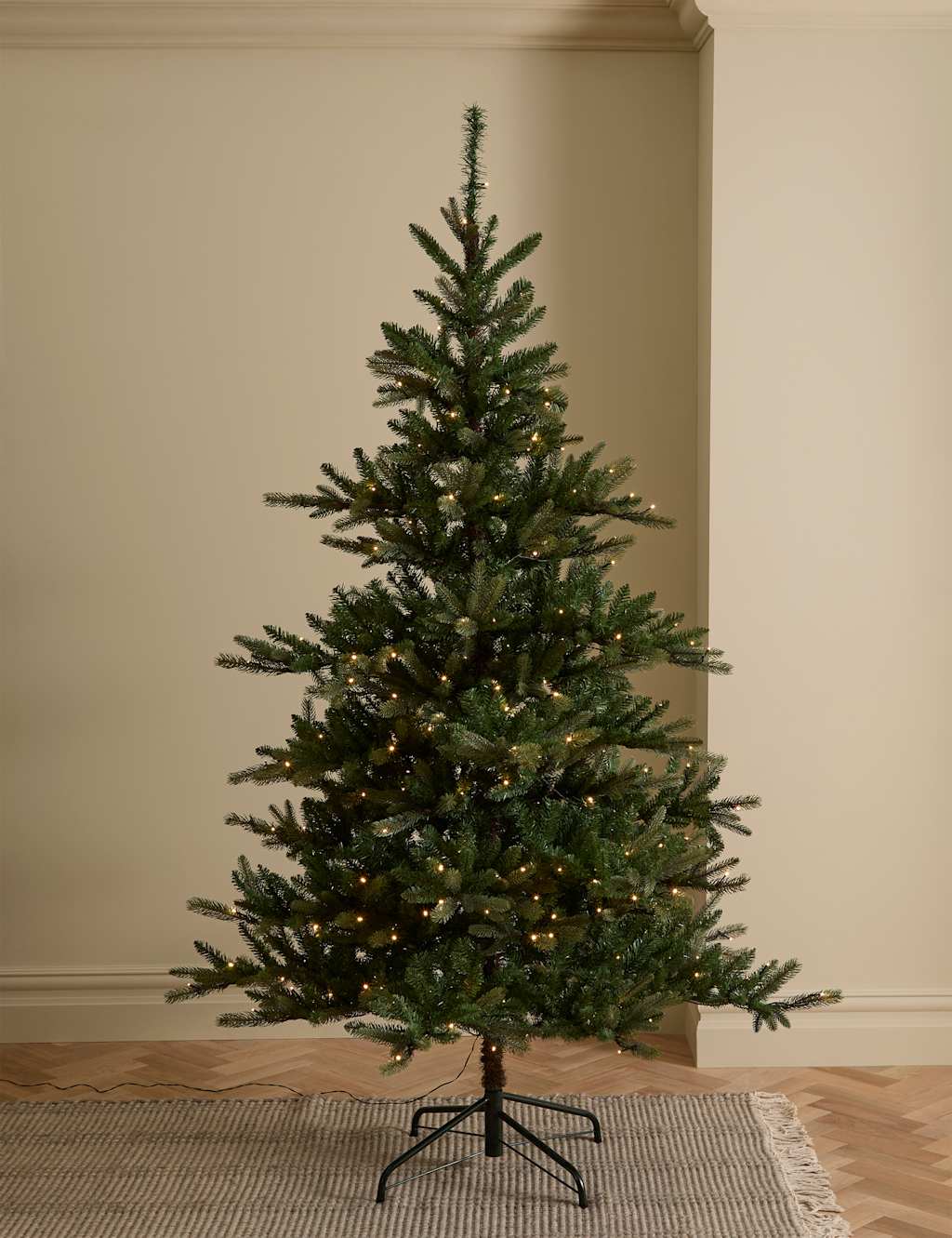 M&S 7ft Pre-lit Noble Christmas Tree Green