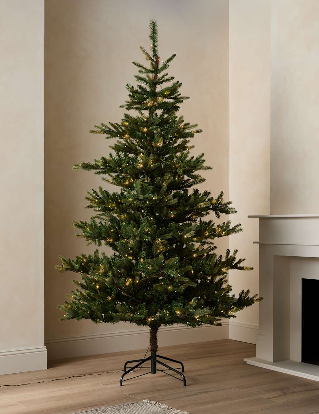 M&S 8ft Pre-Lit Noble Christmas Tree Green