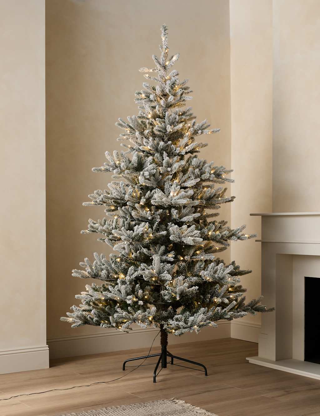 M&S 8ft Pre-Lit Snowy Noble Christmas Tree White
