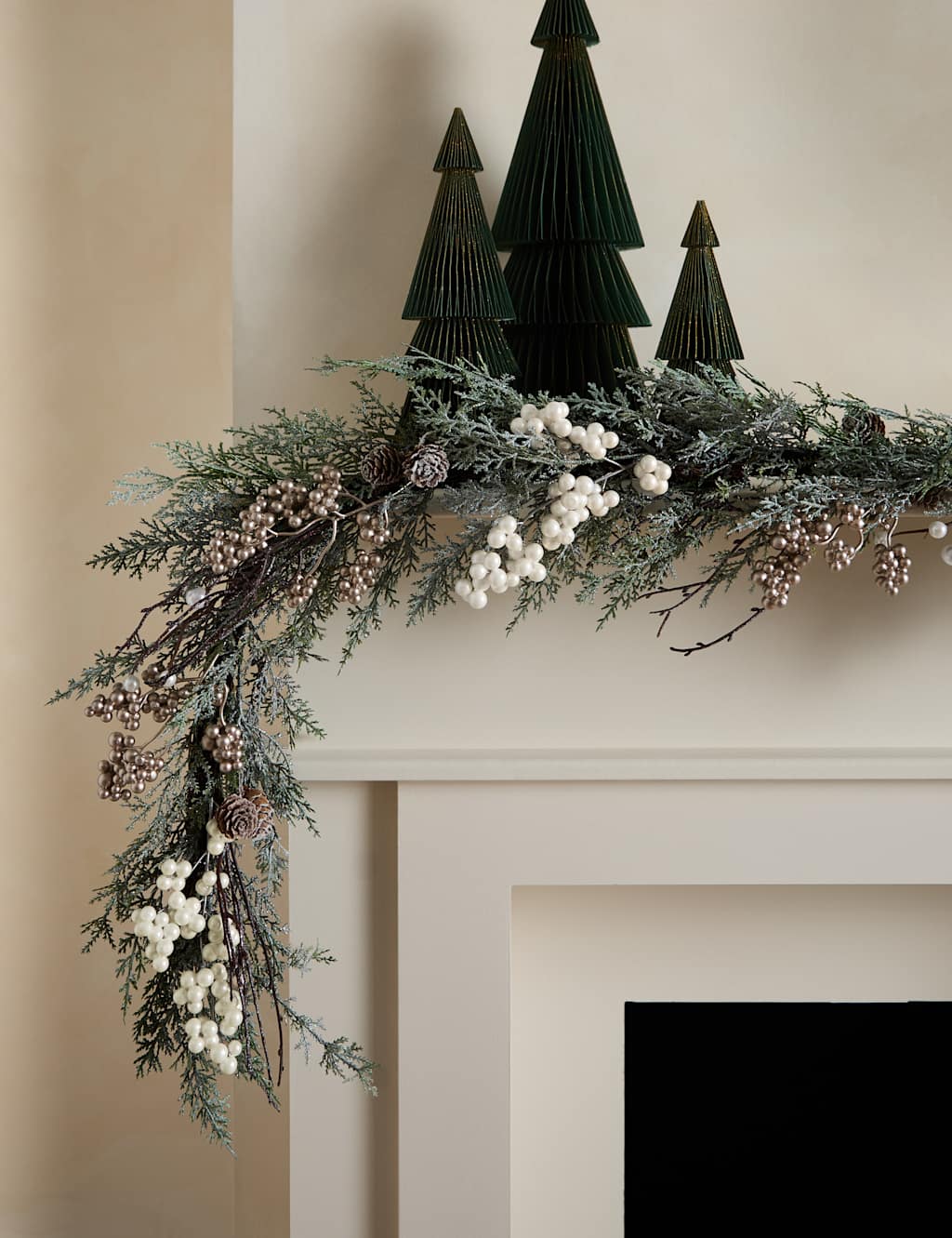 M&S 6ft Snowy Garland Green Mix