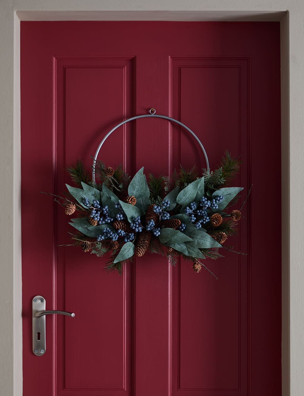 M&S Half Metal Ring Wreath Green Mix