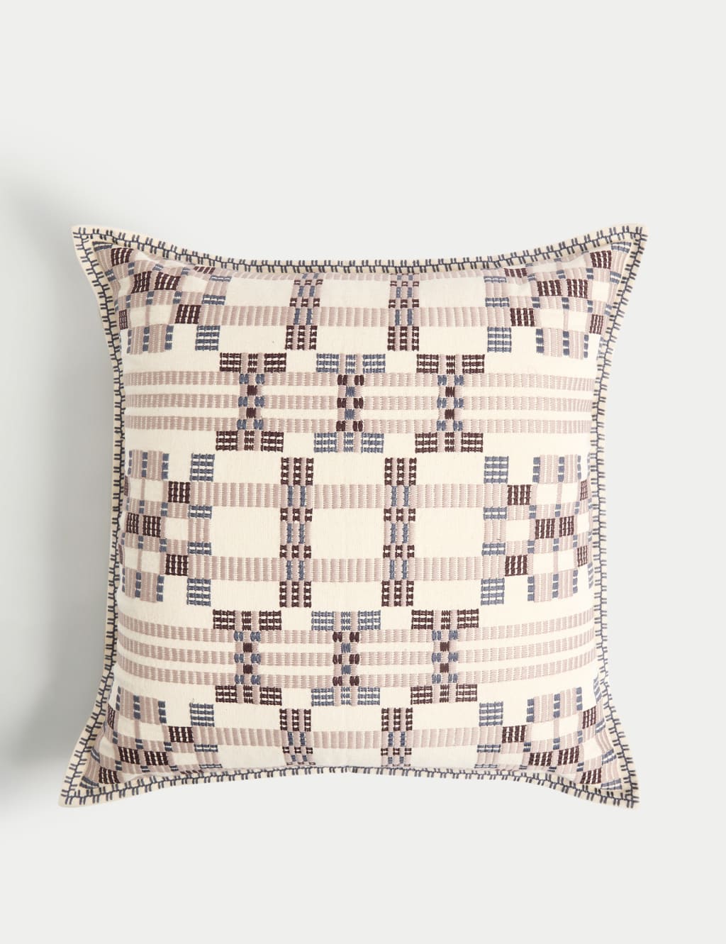 Pure Cotton Geometric Embroidered Cushion