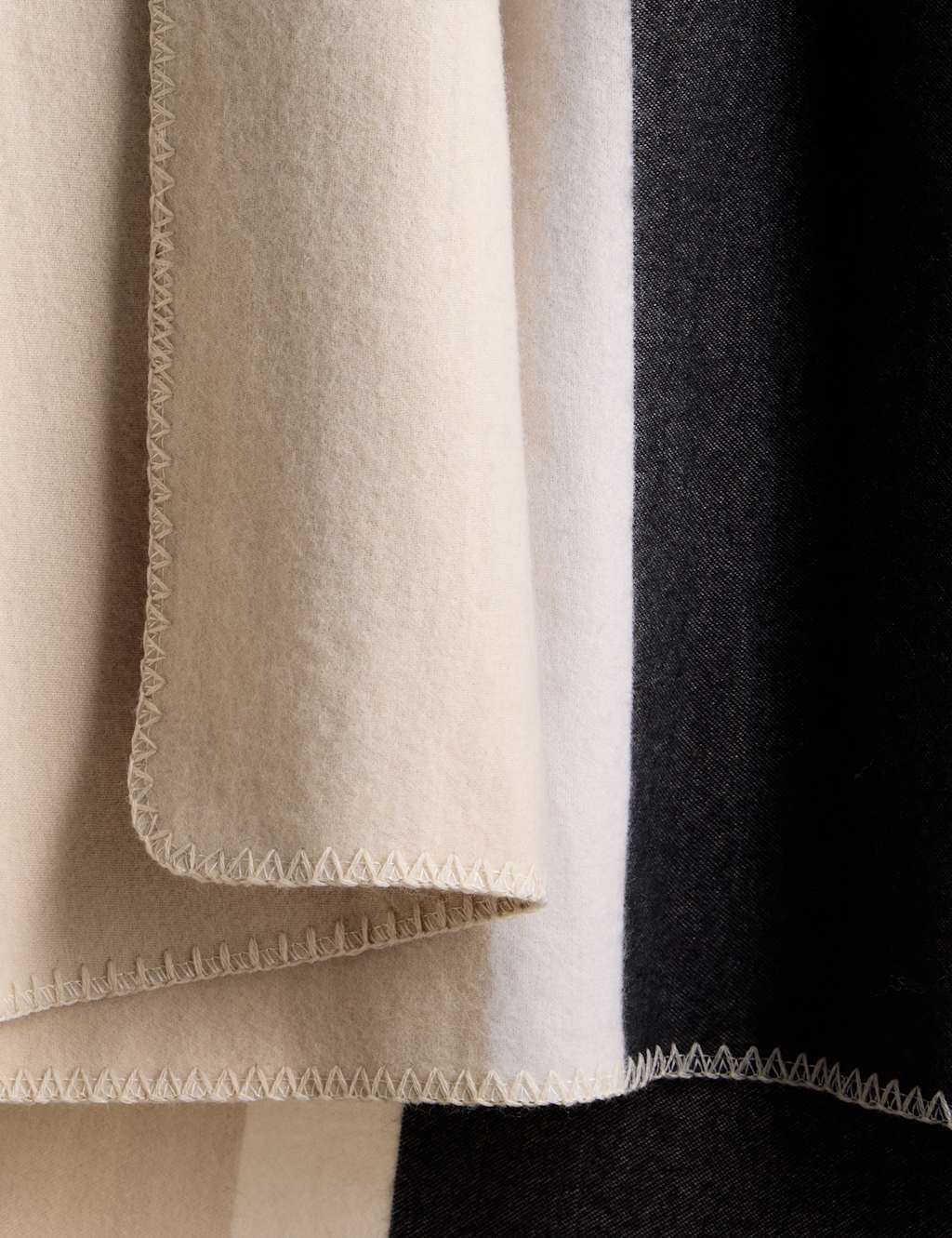 M&S X Kelly Hoppen Wool Blend Colour Block Brushed Throw - Taupe Mix