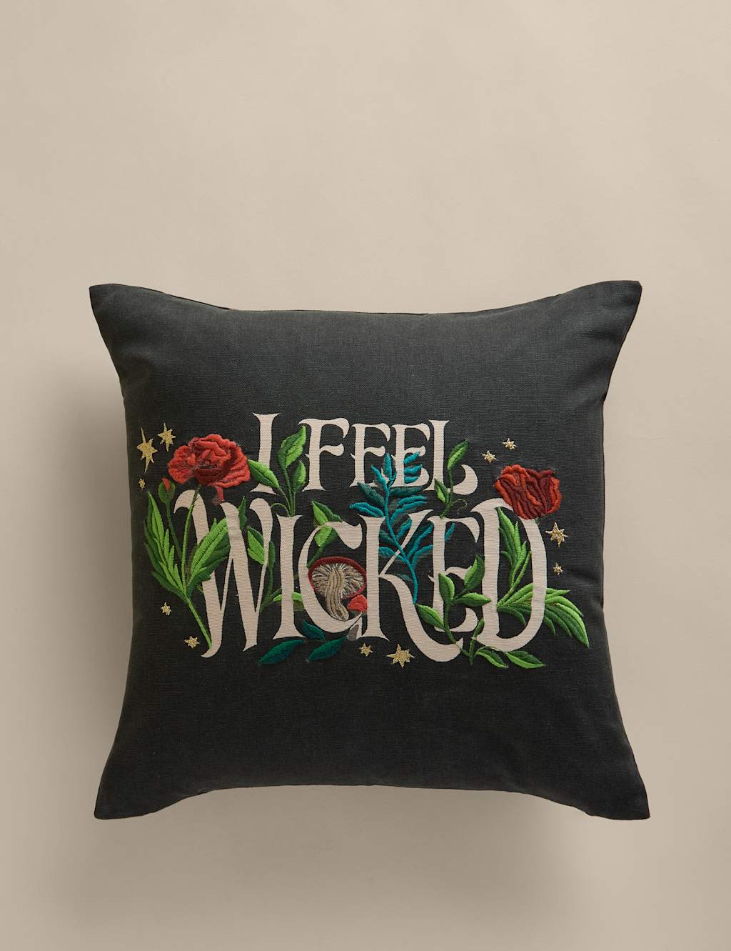 M&S Pure Cotton Wicked Slogan Cushion Pink Mix