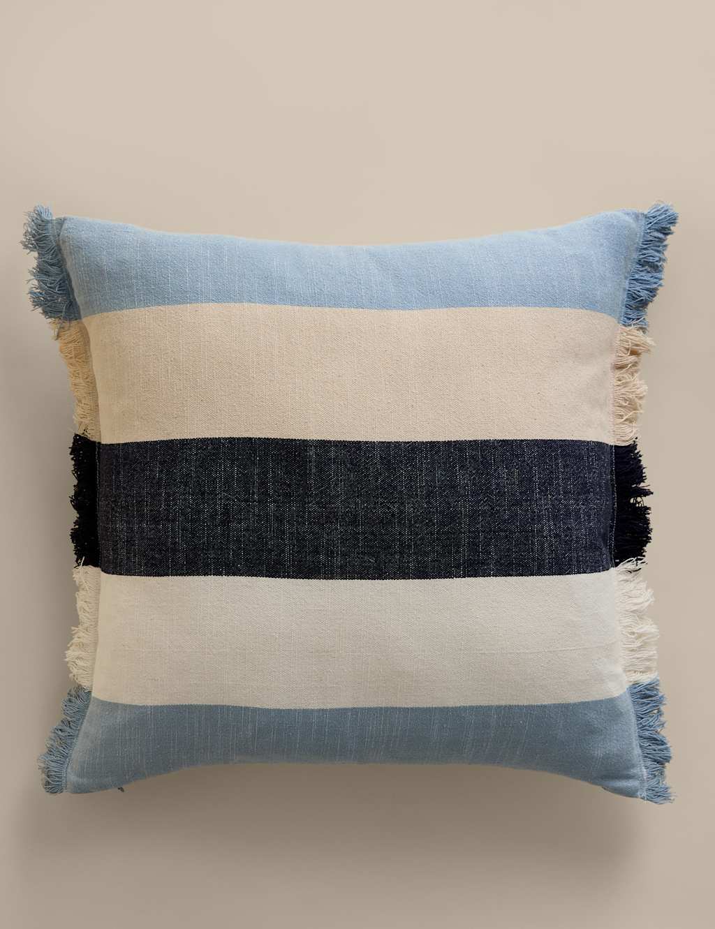 M&S Pure Cotton Woven Striped Outdoor Cushion - Blue Mix