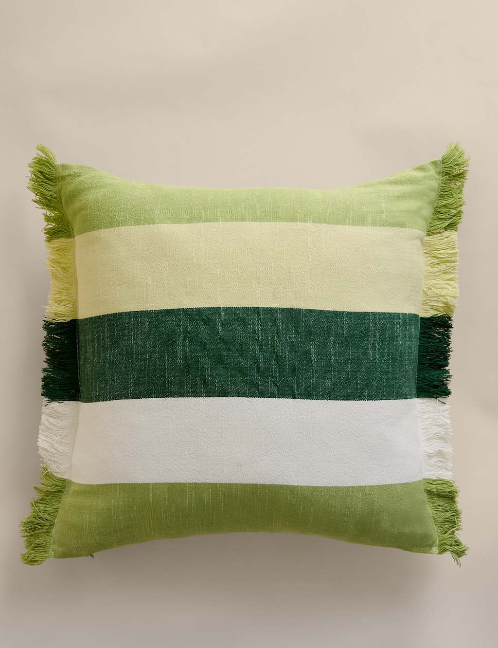 M&S Pure Cotton Woven Striped Outdoor Cushion - Green Mix