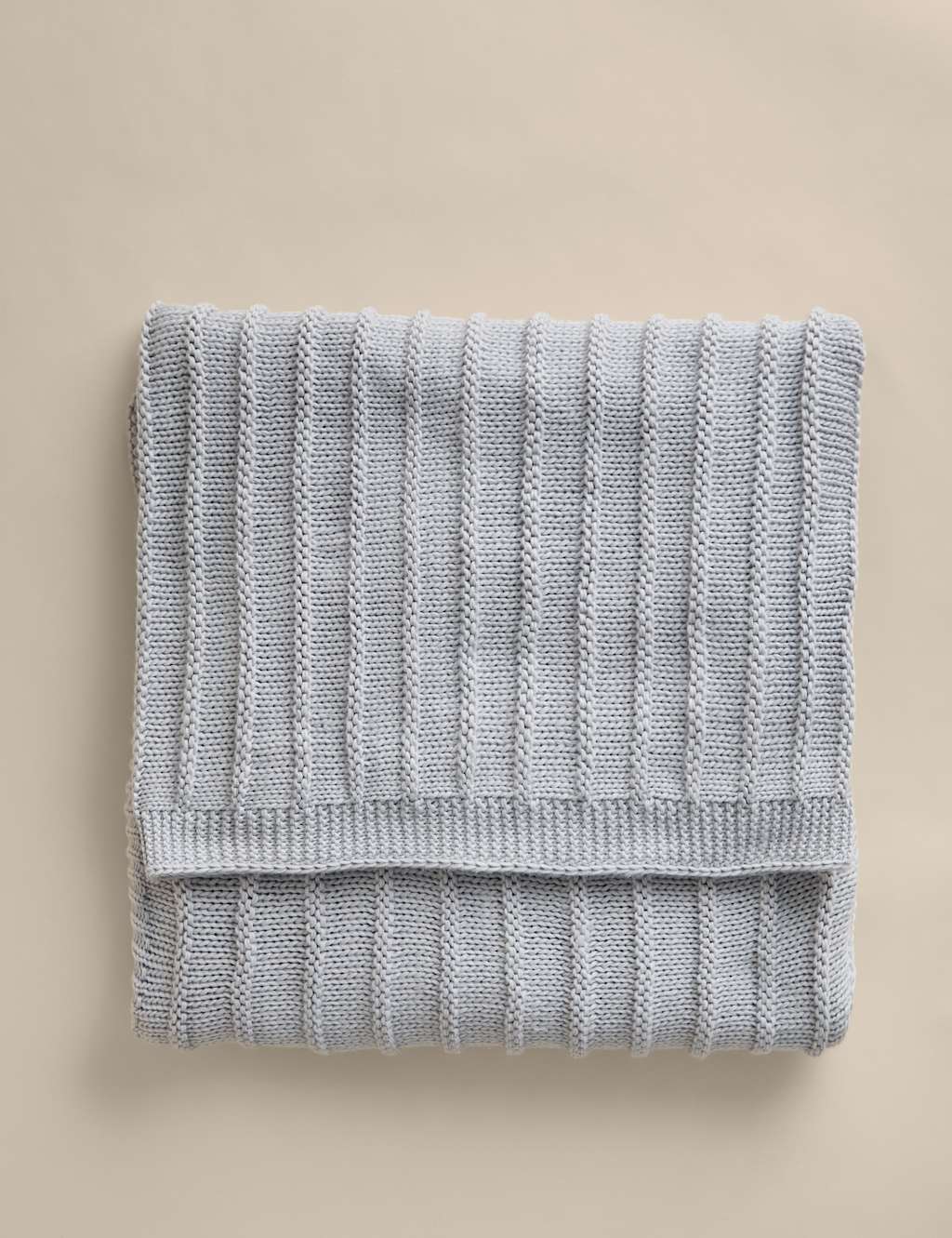 M&S Ribbed Knitted Throw Grey