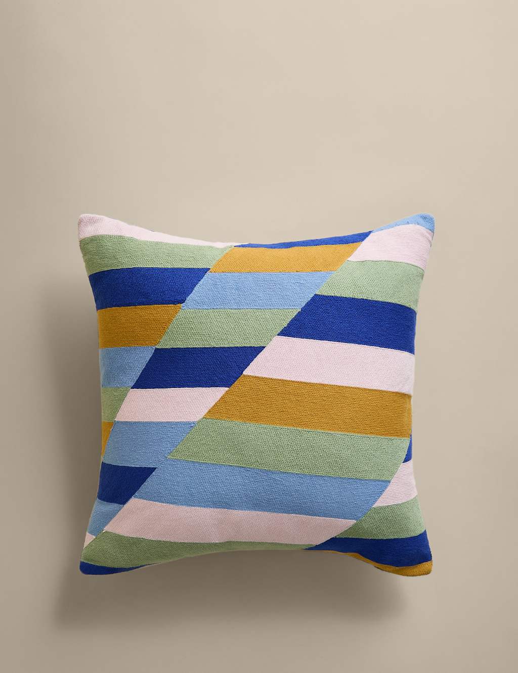 M&S Pure Cotton Geometric Embroidered Cushion Multi