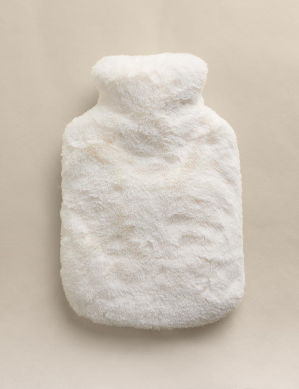 M&S Supersoft Faux Fur Hot Water Bottle Neutral